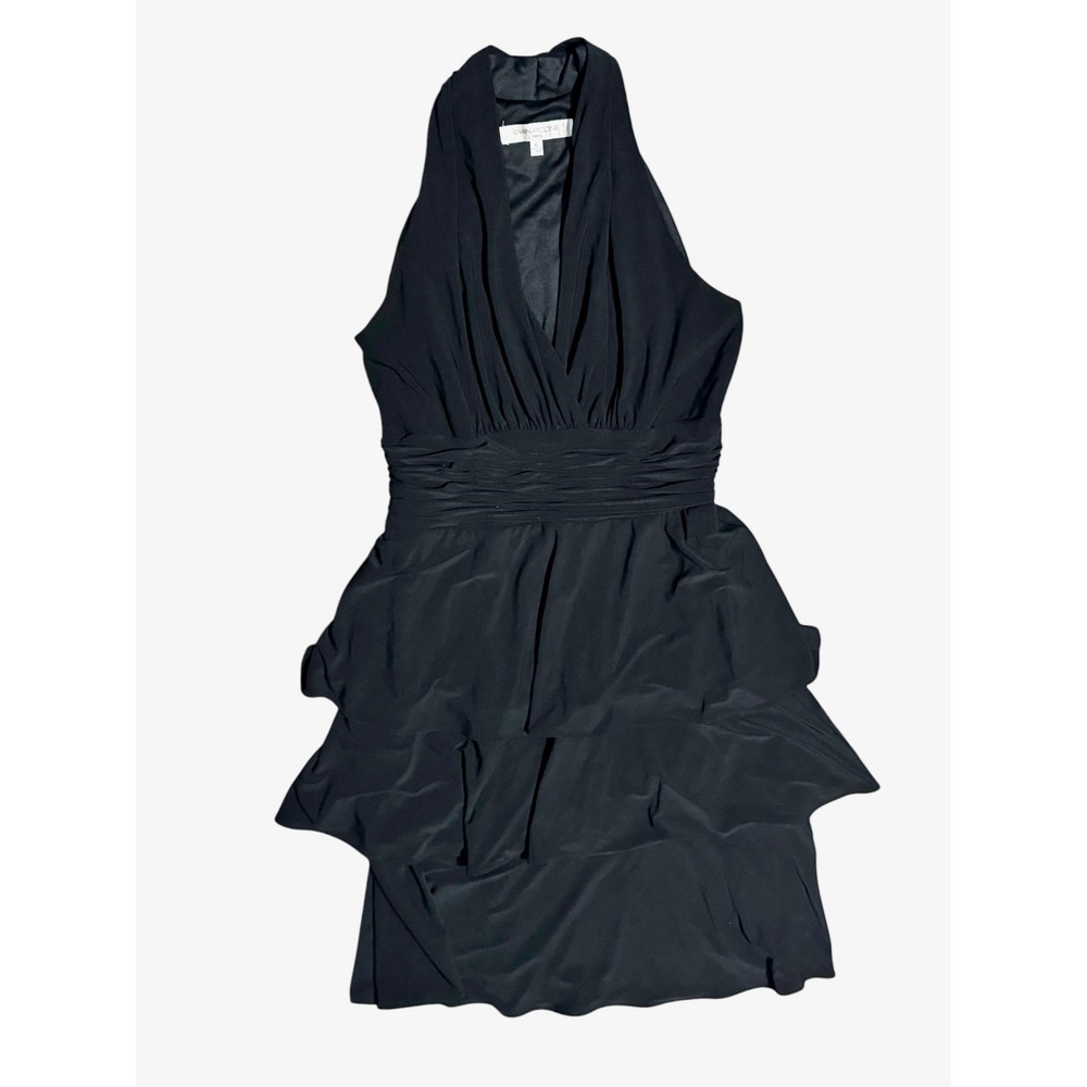 Evan Picone Black tiered halter Ruffle dress Party Sz6 Bella's Prom dress Y2K